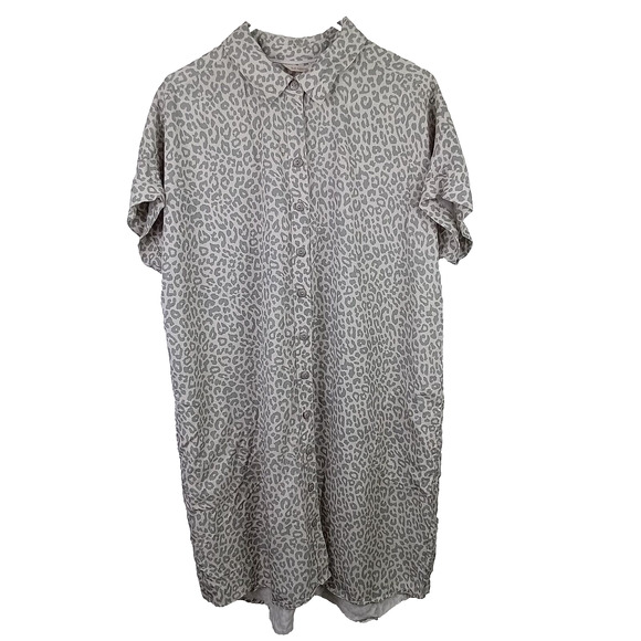 Soft Surroundings Dresses & Skirts - Soft Surroundings Animal Print Shirt Dress XL Short Sleeve Knee Length Leopard